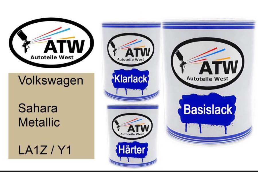 Volkswagen, Sahara Metallic, LA1Z / Y1: 1L Lackdose + 1L Klarlack + 500ml Härter - Set, von ATW Autoteile West.